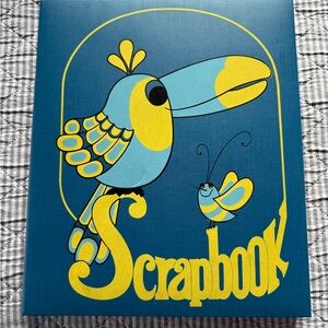 Vintage Blue and Yellow Scrapbook with Bird Design